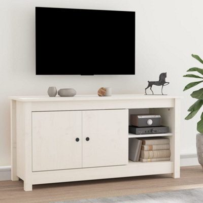 Berkfield Tv Cabinet White 103X36.5X52 Cm Solid Wood Pine - image 1