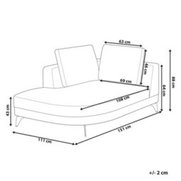 Beliani Chaise Longue Yuri Faux Linen Grey - thumbnail 3