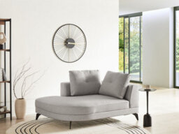 Beliani Chaise Longue Yuri Faux Linen Grey - thumbnail 2