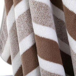 Dyzi White Brown Ultra Absorbent Striped Towel Set Quick Dry Hand Bath Towels For Home & Outdoor - thumbnail 2