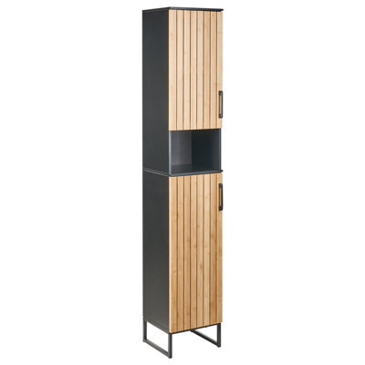 Beliani Bathroom Cabinet Miscanti Bamboo 30 Cm Light Brown - image 1
