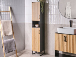 Beliani Bathroom Cabinet Miscanti Bamboo 30 Cm Light Brown - thumbnail 2