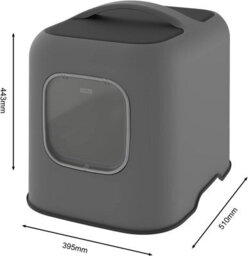 Cat Litter Box, Rotho Litter Tray With Hood And Scooper, Anthracite - thumbnail 3