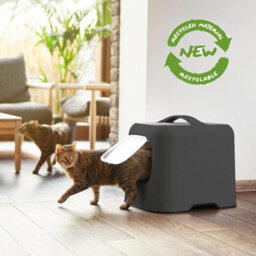 Cat Litter Box, Rotho Litter Tray With Hood And Scooper, Anthracite - thumbnail 2