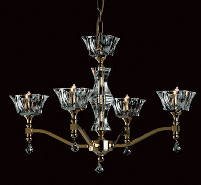 Luminosa Lighting Luminosa Bresica Lead Crystal Halogen Gold 4 Arm Chandelier