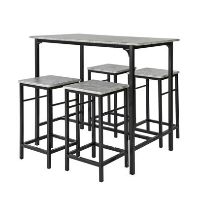 Sobuy Ogt11-Hg, Bar Set-1 Bar Table And 4 Stools-5 Pieces Home Kitchen Breakfast Bar Set Furniture Dining Set, Grey,w100Xd60Xh87 - image 1