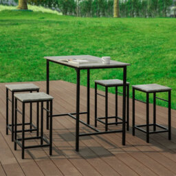 Sobuy Ogt11-Hg, Bar Set-1 Bar Table And 4 Stools-5 Pieces Home Kitchen Breakfast Bar Set Furniture Dining Set, Grey,w100Xd60Xh87 - thumbnail 2