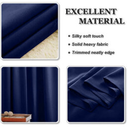 Ameha Navy Plain Curtain Blackout Thick Thermal Insulated Bedroom Kitchen 66'' X 54'' Pencil Pleat Curtain Pair Home Decor Uk - thumbnail 9