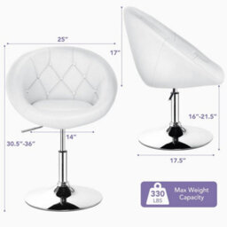Set Of 2 Swivel Bar Stools With Button Tufted Backrest Height Adjustable Pu Leather Bar Chairs - White - thumbnail 3