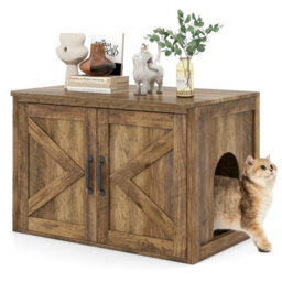 Costway Cat Litter Box Enclosure Pet House End Table With Entrance Hole - thumbnail 2