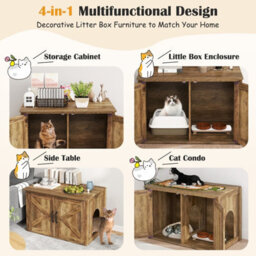 Costway Cat Litter Box Enclosure Pet House End Table With Entrance Hole - thumbnail 6