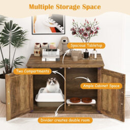 Costway Cat Litter Box Enclosure Pet House End Table With Entrance Hole - thumbnail 7