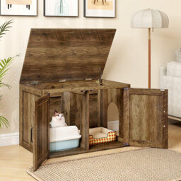 Costway Cat Litter Box Enclosure Pet House End Table With Entrance Hole - thumbnail 4
