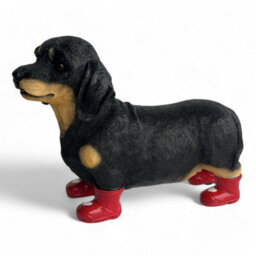 Animal Crackers Valentines Dachshund Figurine In Love Heart Welly Boots - thumbnail 6