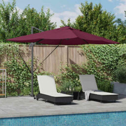 Berkfield Cantilever Roma Parasol With Leds Bordeaux Red 352X251X265 Cm Aluminium - thumbnail 1