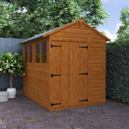 Buttercup Farm 8X6 Flex Apex Double Door 12mm Flex - L238.8 X W175 X H213.5 Cm - Solid Wood/softwood/pine - Burnt Orange - thumbnail 3