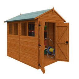 Buttercup Farm 8X6 Flex Apex Double Door 12mm Flex - L238.8 X W175 X H213.5 Cm - Solid Wood/softwood/pine - Burnt Orange - thumbnail 2