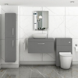 Royal Bathrooms Turin 800mm Indigo Grey Gloss 1-Drawer Wall Hung Unit & 455mm Soft Square Countertop Basin - thumbnail 2