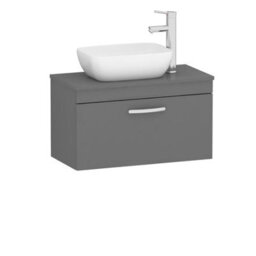 Royal Bathrooms Turin 800mm Indigo Grey Gloss 1-Drawer Wall Hung Unit & 455mm Soft Square Countertop Basin - thumbnail 4