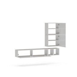 Decorotika Vichy Moduler Modern Tv Unit Wall Mount Customizable Layout High Gloss White - thumbnail 5