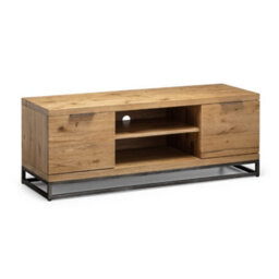 Oakham Premium Kelbrook Tv Unit In Oak And Metal - thumbnail 1