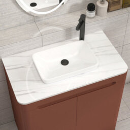 Royal Bathrooms Venice 800mm Terracotta Clay Freestanding Bathroom Countertop Vanity Unit 2 Door With Qubix Basin - thumbnail 6