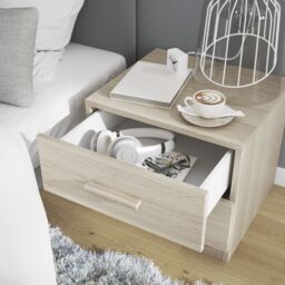 GoodHome Atomia All In One Matt Brown Oak Effect 2 Drawer Bedside Table (H)429mm (W)500mm (D)466mm - thumbnail 4