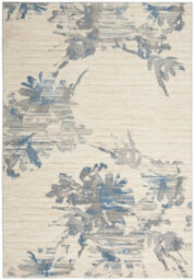Ivory Grey Blue Abstract Modern Floral Rug Easy To Clean Living Room Bedroom And Dining Room -97Cm X 152Cm - thumbnail 6