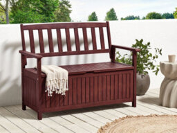 Beliani Garden Bench Sovana 120 Cm With Storage Acacia Wood Dark Red - thumbnail 2