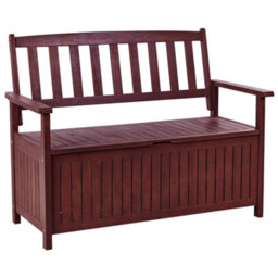 Beliani Garden Bench Sovana 120 Cm With Storage Acacia Wood Dark Red - thumbnail 4
