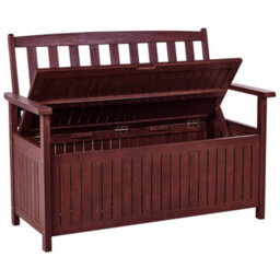 Beliani Garden Bench Sovana 120 Cm With Storage Acacia Wood Dark Red - thumbnail 5
