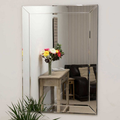 Mirroroutlet Horsley All Glass Modern Wall Mirror 110 X 77 Cm - image 1