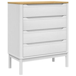 Berkfield Chest Of Drawers Floro White Solid Wood Pine - thumbnail 2