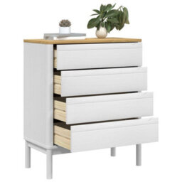 Berkfield Chest Of Drawers Floro White Solid Wood Pine - thumbnail 4