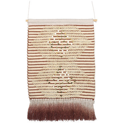 Beliani Fabric Wall Hanging Sabo Cotton 75 Cm Beige - image 1