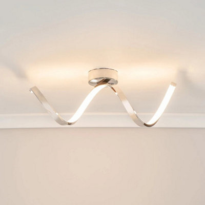 Led Ceiling Light Fitting Chrome Twist Integrated Bulbs Modern Living Room Lamp - image 1