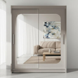 Westa Xii 150 Cm Mirrored Sliding Cashmere Wardrobe Spacious Modern Storage With Shelves And Hanging Space - thumbnail 1