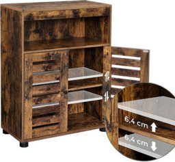 Songmics Bathroom Storage Unit, Rustic 4 Tier Cabinet With Louver Doors, Adjustable Shelf, Rustic Brown - thumbnail 7