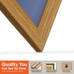 "30X17"" Light Oak Modern Vinyl Record Frame With Blue Mount For 12 Inch Lp Album Cover & Disc - Ak Frames" - thumbnail 3
