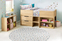 RugsX Bambino 47890 Round Washing Carpet Dots For Children Anti-Slip - White Brown Circle 80 Cm - thumbnail 1