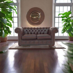 Chesterfield 2 Seater Antique Brown Leather Sofa Settee In Classic Style - thumbnail 3