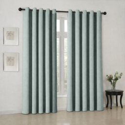 Oxford Homeware Eyelet Linen Effect Curtains Sage Green Fully Lined 100%blackout Thermal Insulated Curtains Pair (W)168Cmx(L)183Cm