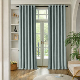 Oxford Homeware Eyelet Linen Effect Curtains Sage Green Fully Lined 100%blackout Thermal Insulated Curtains Pair (W)168Cmx(L)183Cm - thumbnail 7