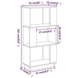 Berkfield Book Cabinet/room Divider Grey 51X25X101 Cm Solid Wood Pine - thumbnail 8