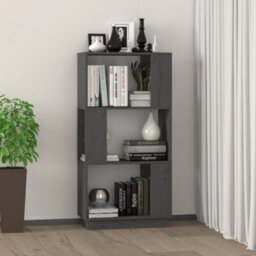 Berkfield Book Cabinet/room Divider Grey 51X25X101 Cm Solid Wood Pine - thumbnail 3