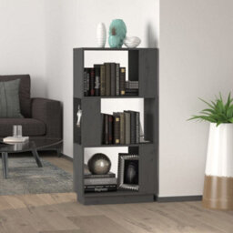 Berkfield Book Cabinet/room Divider Grey 51X25X101 Cm Solid Wood Pine