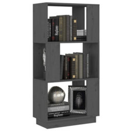 Berkfield Book Cabinet/room Divider Grey 51X25X101 Cm Solid Wood Pine - thumbnail 4