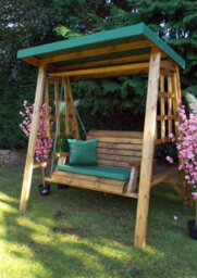 Charles Taylor Trading Dorset Two Seat Swing - W170 X D124 X H196 - Fully Assembled - Green - thumbnail 1