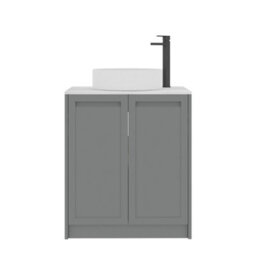 Royal Bathrooms Royal Bathroom Elmore 700mm Matt Pebble Grey Freestanding Countertop Bathroom Vanity Unit 2 Door With Art Basin - thumbnail 7