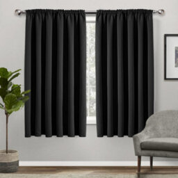 Bedlooms Black Thermal Insulated Blackout Pencil Pleat Standard Window Curtain (Pair) 66 X 54 Inches With Tie Backs Two - thumbnail 9